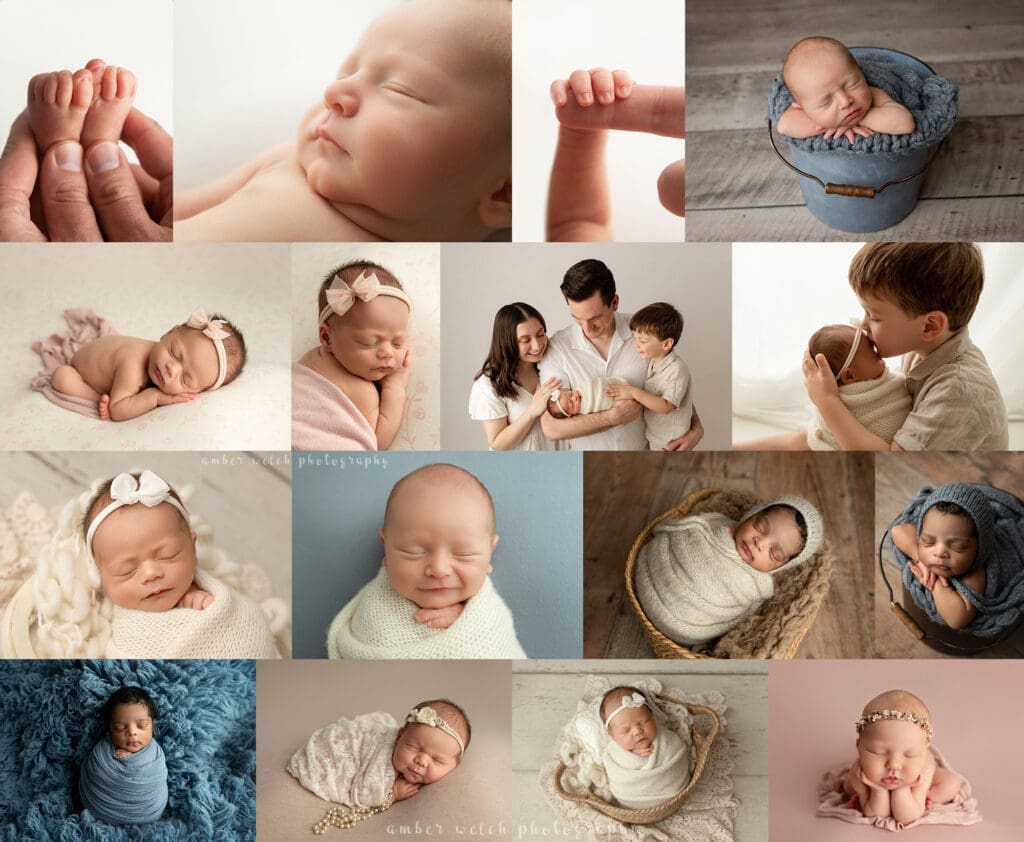 variety of newborn baby photography images
